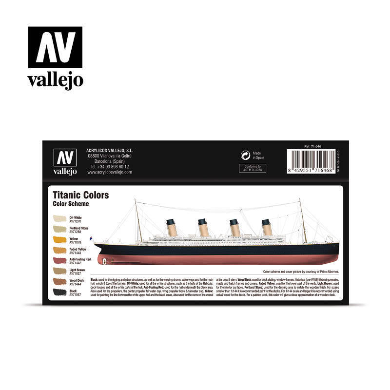 Vallejo Air Color: Titanic Colors - 8 Acrylic colors 17 ml VALLEJO AV71646