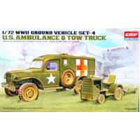 Academy 1/72 US Ambulance & Tractor Plastic Model Kit [13403]