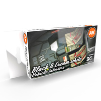 AK Interactive Civil Series: Black Interior And Cream White Acrylic Paint Set 3rd Generation