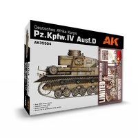 AK Interactive Pz.Kpfw.IV Ausf.D Afrika Korps + 5 Figures German Tank Crew Plastic Model Kit