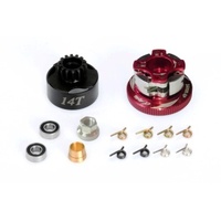 Alpha 14T Clutch Bell with 4 Shoe Clutch Flywheel Combo Set (Red)