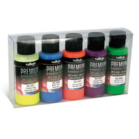 Vallejo Premium Colour Fluos Colors 5 Colour Set Acrylic Airbrush Paint [62102]