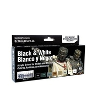 Vallejo Model Colour: Black & White by Angel Giraldez (8 Colours) Acrylic Paint Set