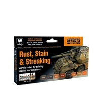 Vallejo Model Colour: Rust, Stain & Streaking by Scratchmod (8 Colours) Acrylic Paint Set