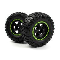 Blackzon Smyter Desert Wheels/Tires Assembled (Black/Green)