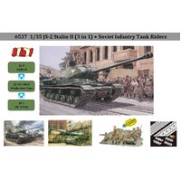 Dragon 1/35 JS-2 Stalin II (3 in 1) + Soviet Infantry Tank Riders Plastic Model Kit [6537]