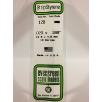 Evergreen White Polystyrene Strip 0.020 x 0.188 x 14" / 0.51mm x 4.8mm x 36cm (10)