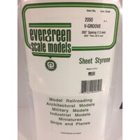 Evergreen White Polystyrene V-Groove Siding Sheet 0.050 x 6 x 12" / 1.3mm x 15cm x 30cm (1)