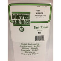 Evergreen White Polystyrene V-Groove Siding Sheet 0.030 x 6 x 12" / 0.76mm x 15cm x 30cm (1)