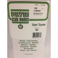 Evergreen White Polystyrene V-Groove Siding Sheet 0.188 x 6 x 12" / 4.8mm x 15cm x 30cm (1)