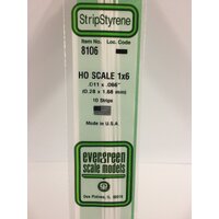 Evergreen White Polystyrene HO Scale Strip 0.011 x 0.069 x 14" (10)