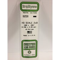 Evergreen White Polystyrene HO Scale Strip 0.023 x 0.092 x 14" (10)