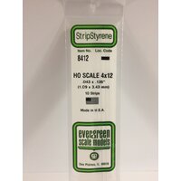 Evergreen White Polystyrene HO Scale Strip 0.046 x 0.138 x 14" (10)