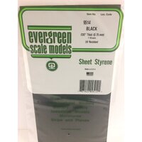 Evergreen Black Polystyrene Sheet 0.030 x 6 x 12" / 0.76mm x 15cm x 30cm (2)