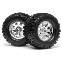 HPI Mounted Super Mudders Tire 165X88mm On Ringz Wheel Shiny Chrome [4726]