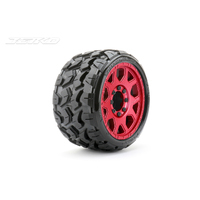 Jetko 1/8 SGT 3.8 EX-TOMAHAWK Tyres (Claw Rim/Metal Red/Med Soft/Belted/17mm 0 o/s) [1601CRMSGBB1]