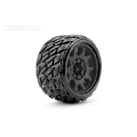 Jetko 1/8 SGT 3.8 EX-ROCKFORM Tyres (Claw Rim/Black/Medium Soft/Belted/17mm 0 o/s) [1603CBMSGBB1]