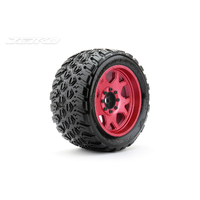 Jetko 1/5 XMT EX-KING COBRA Tyres (Claw Rim/Metal Red/Medium Soft/Belted/24mm) [5802CRMSGBB2]