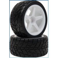 LRP VTEC 1/10 Off-Road Buggy -Racing Slick- wheel pre-mounted - White wheel (1 pair) Rear