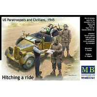 Master Box 1/35 Hitch on the road. US Paratroopers and Civilians Plastic Model Kit