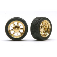 Pegasus 1/24 "Daggers" Rims W/Tires Gold for Scale Models [1228]