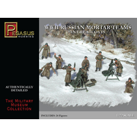 Pegasus 1/72 WWII Russian Mortar Teams in Greatcoats (24 piece set)