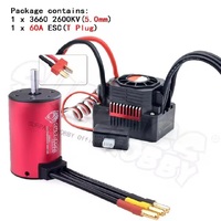 Surpass Hobby KK waterproof 3660 brushless motor with 60A ESC combo + Red heatsink 2600kv