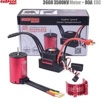 Surpass KINGKONG 3660 brushless motor 3.175mm shaft 3500kv+ 80A ESC combo Black&Red + Heatsink Red