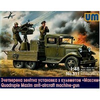 Unimodels 1/48 Soviet truck GAZ-AAA with anti-aircraft plant "Maksim" Plastic Model Kit