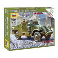 Zvezda 1/100 Soviet M-3 Scout Car with machine gun WWII Plastic Model Kit