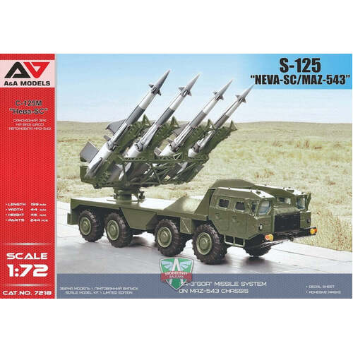 A&A Models 1/72 S-125 NEVA-SC on MAZ-543 chassis Plastic Model Kit [7218]