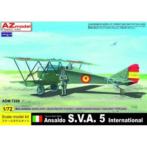 Admiral 1/72 Ansaldo SVA.5 International Plastic Model Kit [ADM7226]