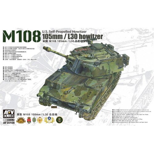 AFV Club 1/35 105mm/L30 Howitzer M108 U.S. Self-Propelled Howitzer *Aus Decal* Model Kit [AF35108]