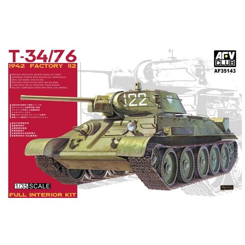 AFV Club 1/35 T-34/76 1942 Factory 112 (Superb Detailed Interior) Plastic Model Kit [AF35143]