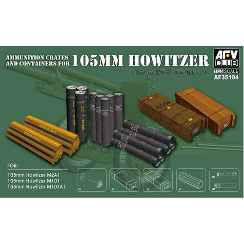 AFV Club 1/35 Ammunition Crates And Containers For 105mm Howitzer (M101/M101A1/M2A1) [AF35184]