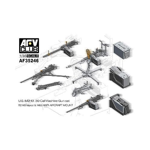 AFV Club 1/35 U.S. M2Hb .50 Cal Machine Gun Set w/M3 Tripod & M63 Anti-Aircraft Mount [AF35246]