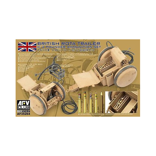 AFV Club 1/35 British Rota Trailer w/ 2 Pounder Ammunition Set Plastic Model Kit [AF35264]