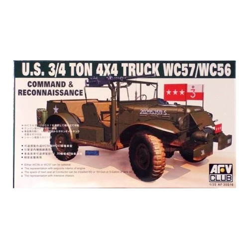 AFV Club 1/35 Wc57 3/4T Weapons Command Car Plastic Model Kit [AF35S16]