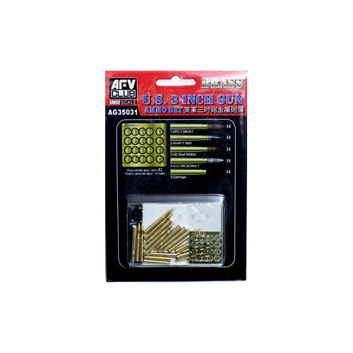 AFV Club 1/35 U.S. 3 Inch Gun Ammo Set (Brass) Plastic Model Kit [AG35031]