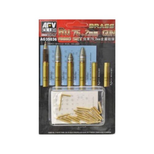 AFV Club 1/35 Ru 76.2mm Gun Ammo Set (Brass) Plastic Model Kit [AG35036]