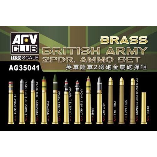 AFV Club 1/35 British Army 2-Pdr Brass Ammo Set Plastic Model Kit [AG35041]