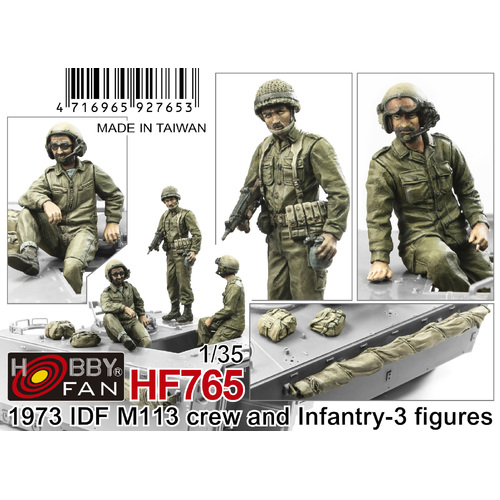 AFV Club 1/35 1973 IDF M113 Crew & Infantry-3figures w/Accessories Plastic Model Kit