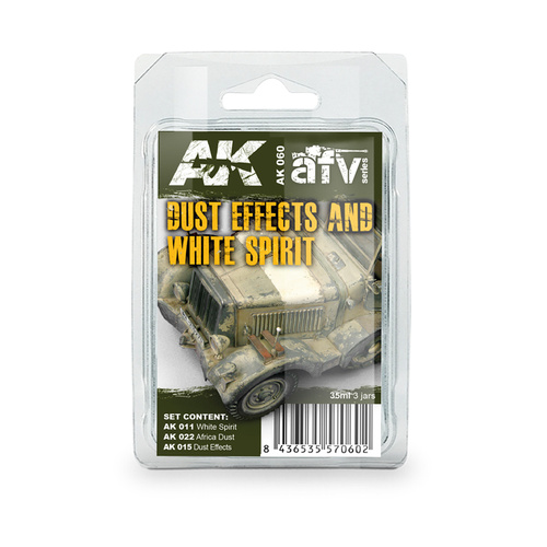 AK Interactive Weathering: Dust Effects And White Spirit Enamel Paint Set