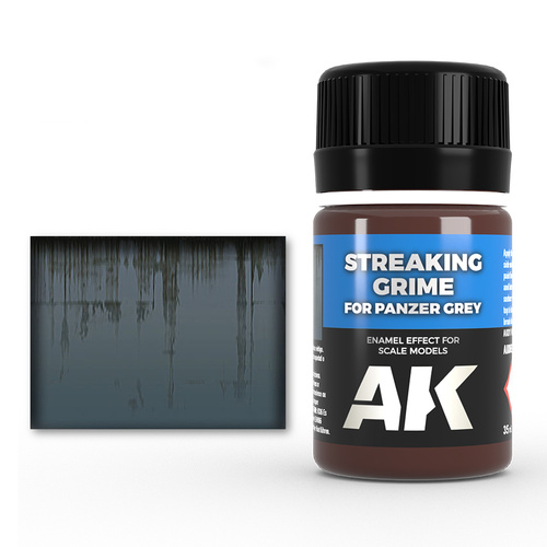 AK Interactive Weathering: Streaking Grime For Panzer Grey Vehicles 35ml Enamel Paint