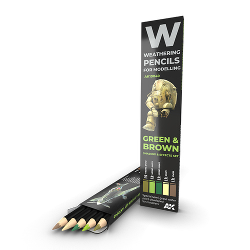 AK Interactive Weathering: Green And Brown Camouflages Watercolour Pencil Set