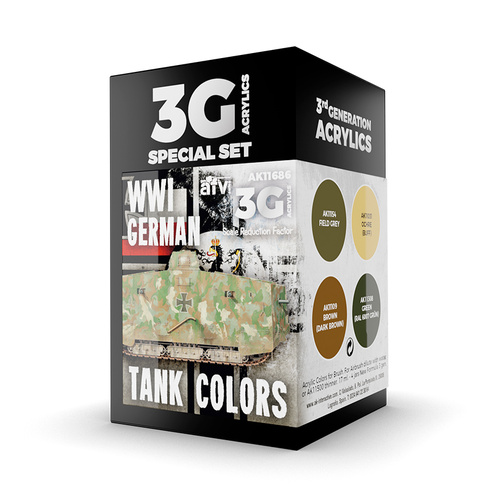 AK Interactive AFV Series: WWI German Tank Colors Acrylic Paint Set 3rd Generation