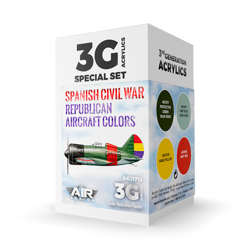 AK Interactive Air Series: Spanish Civil War. Republican Aircraft Acrylic Paint Set 3rd Generation