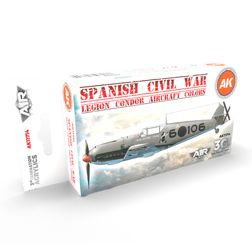 AK Interactive Air Series: Spanish Civil War. Legion Condor Aircraft Acrylic Paint Set 3rd Generation