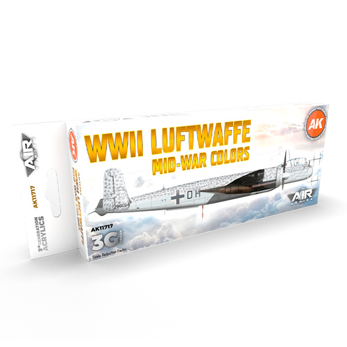 AK Interactive Air Series: WWII Luftwaffe Mid-War Colors Acrylic Paint Set 3rd Generation