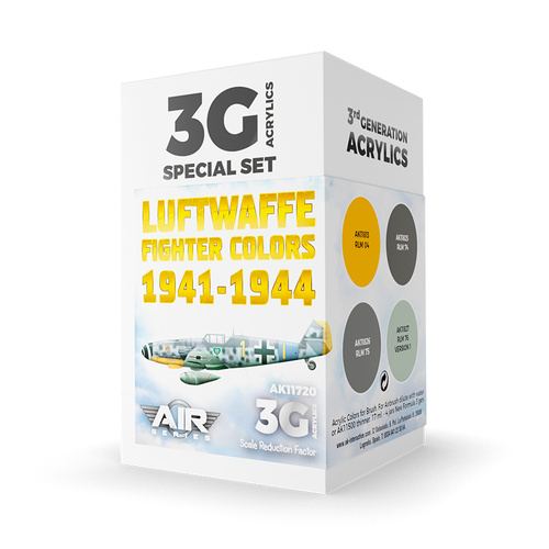 AK Interactive Air Series: Luftwaffe Fighter Colors 1941-1944 Acrylic Paint Set 3rd Generation